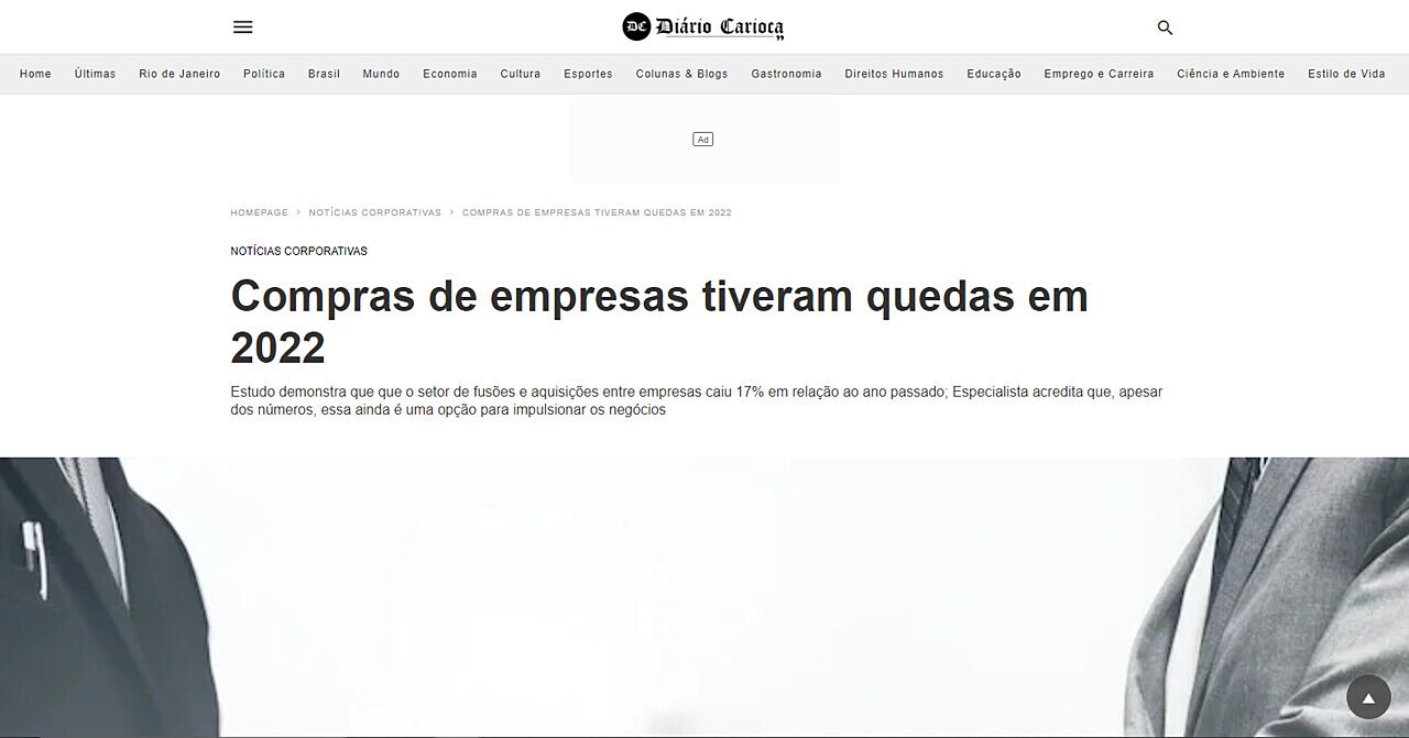 Compras de empresas tiveram quedas em 2022